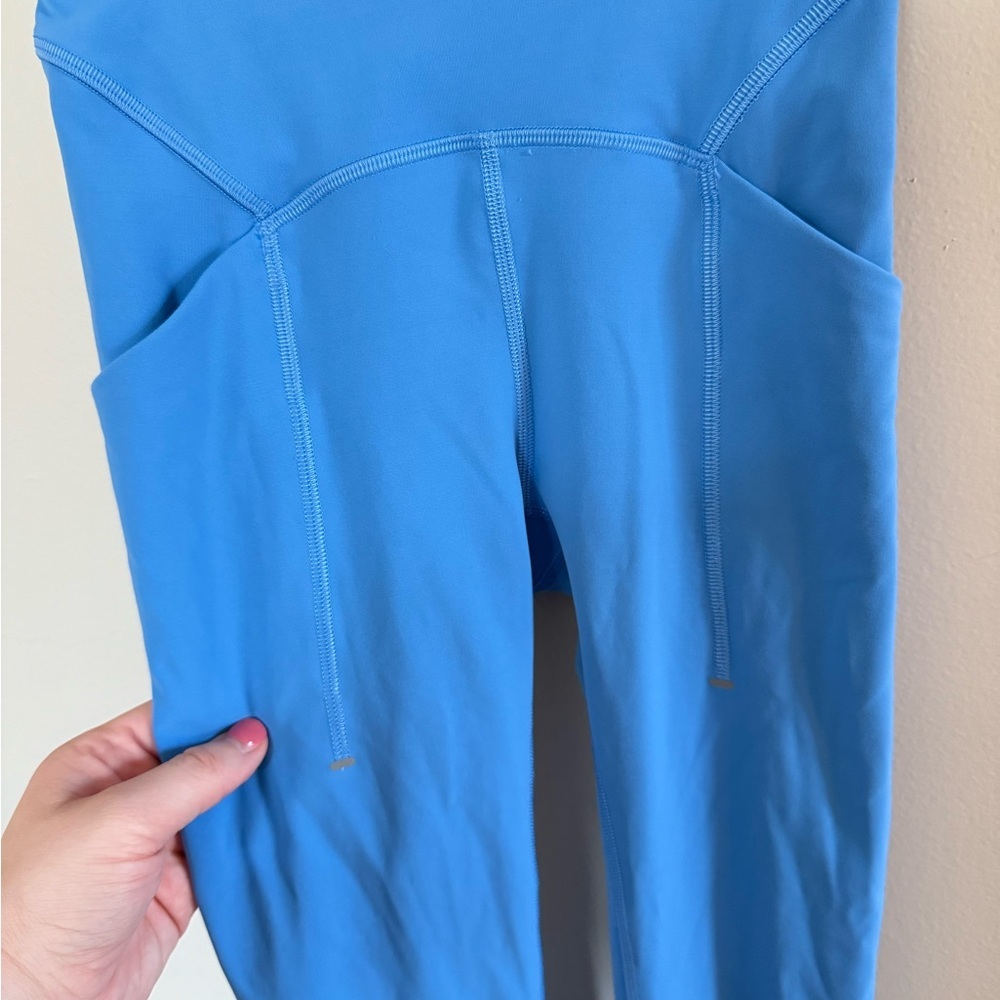 Lululemon • Power Thru High‎ Rise Blue Tight 25" Four Way Stretch Sz 0 Pockets - Picture 8 of 13